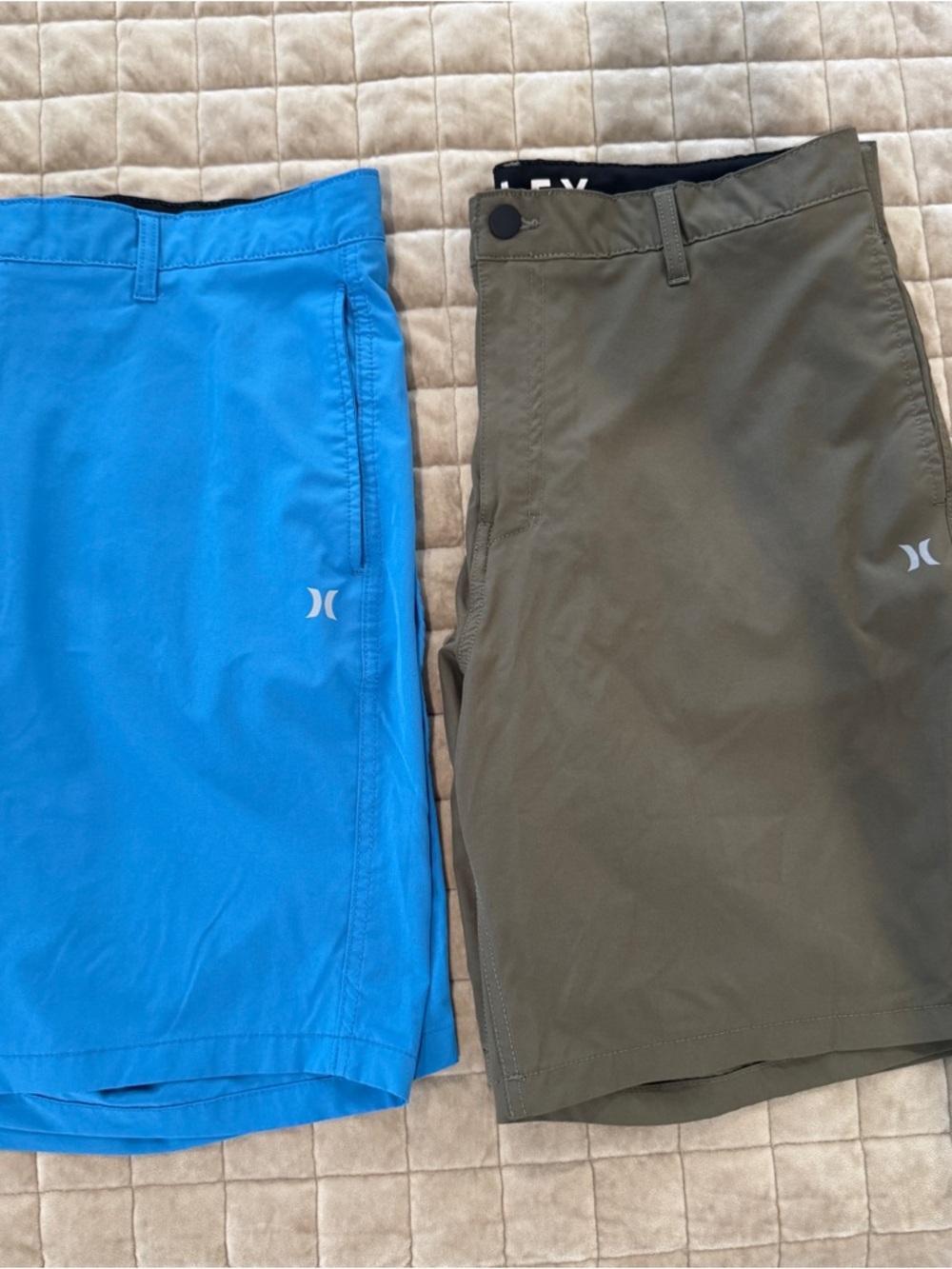 Hurley Men’s Bright Blue and Olive Green Athletic Shorts